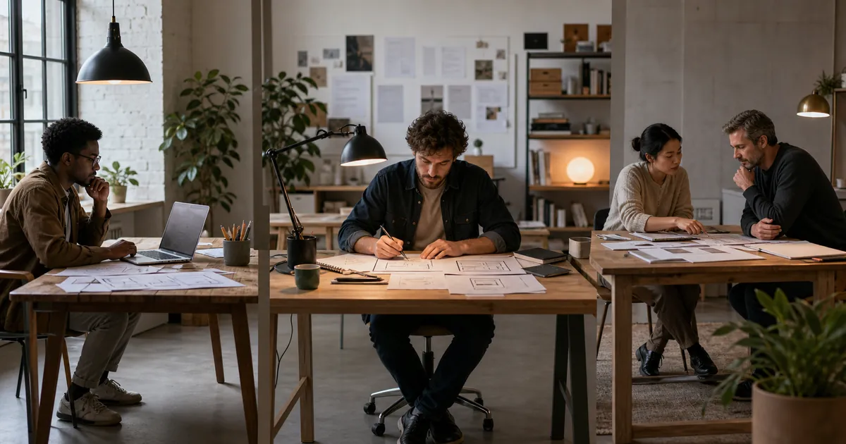 Drei Arbeitsplätze vergleichen Website-Baukasten, Freelancer und Webdesign-Agentur