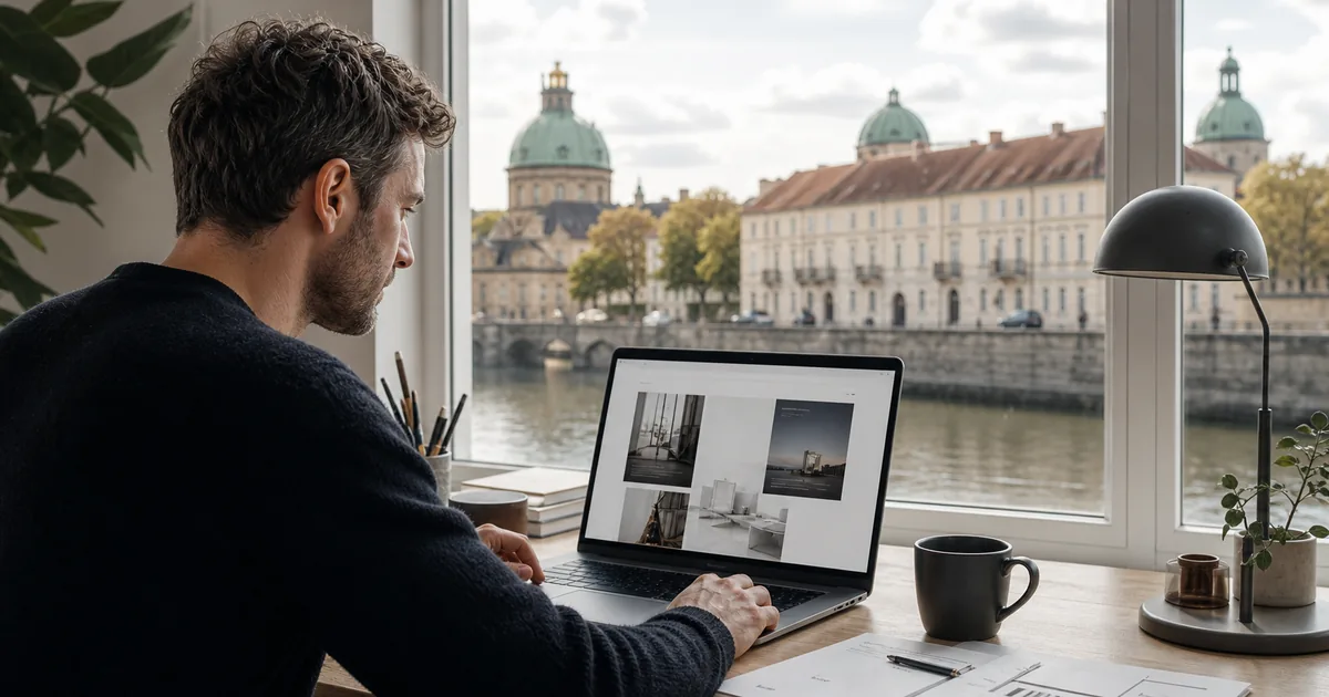 Webdesigner entwickelt einen hochwertigen Internetauftritt mit Blick auf Potsdam