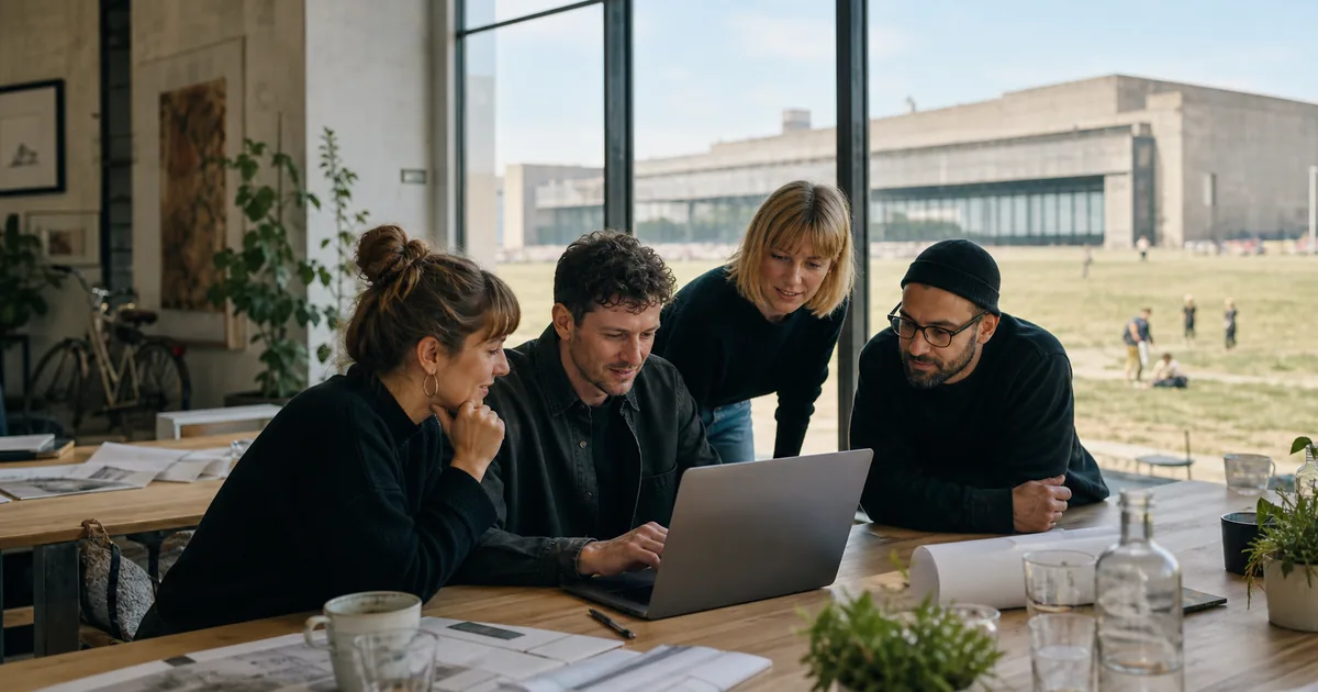 Berliner Unternehmen entwickelt eine Website in einem Studio am Tempelhofer Feld