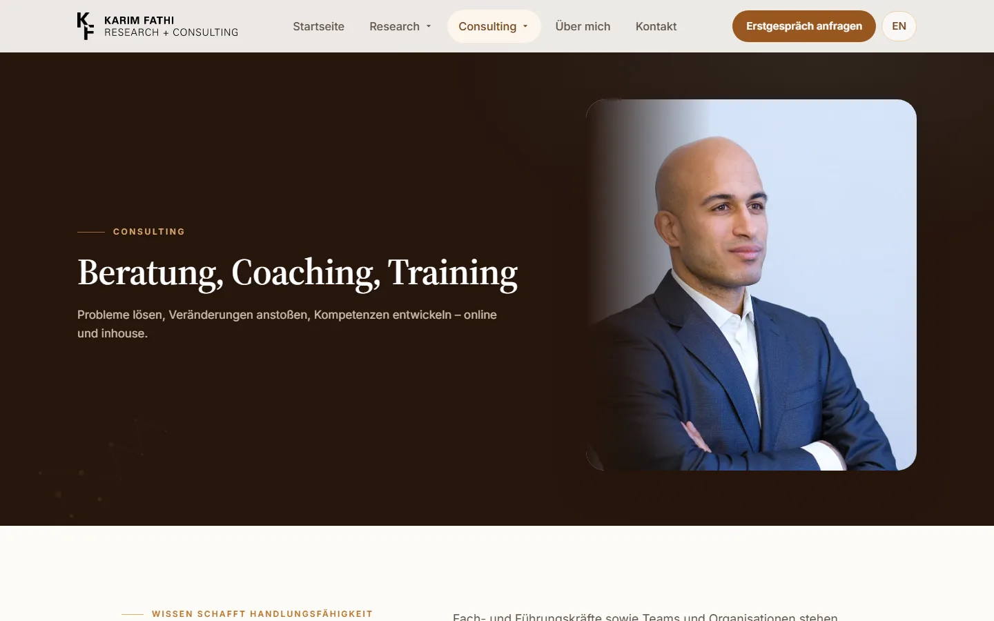 Dr. Karim Fathi: Consulting-Seite mit Beratungsangebot für Führungskräfte