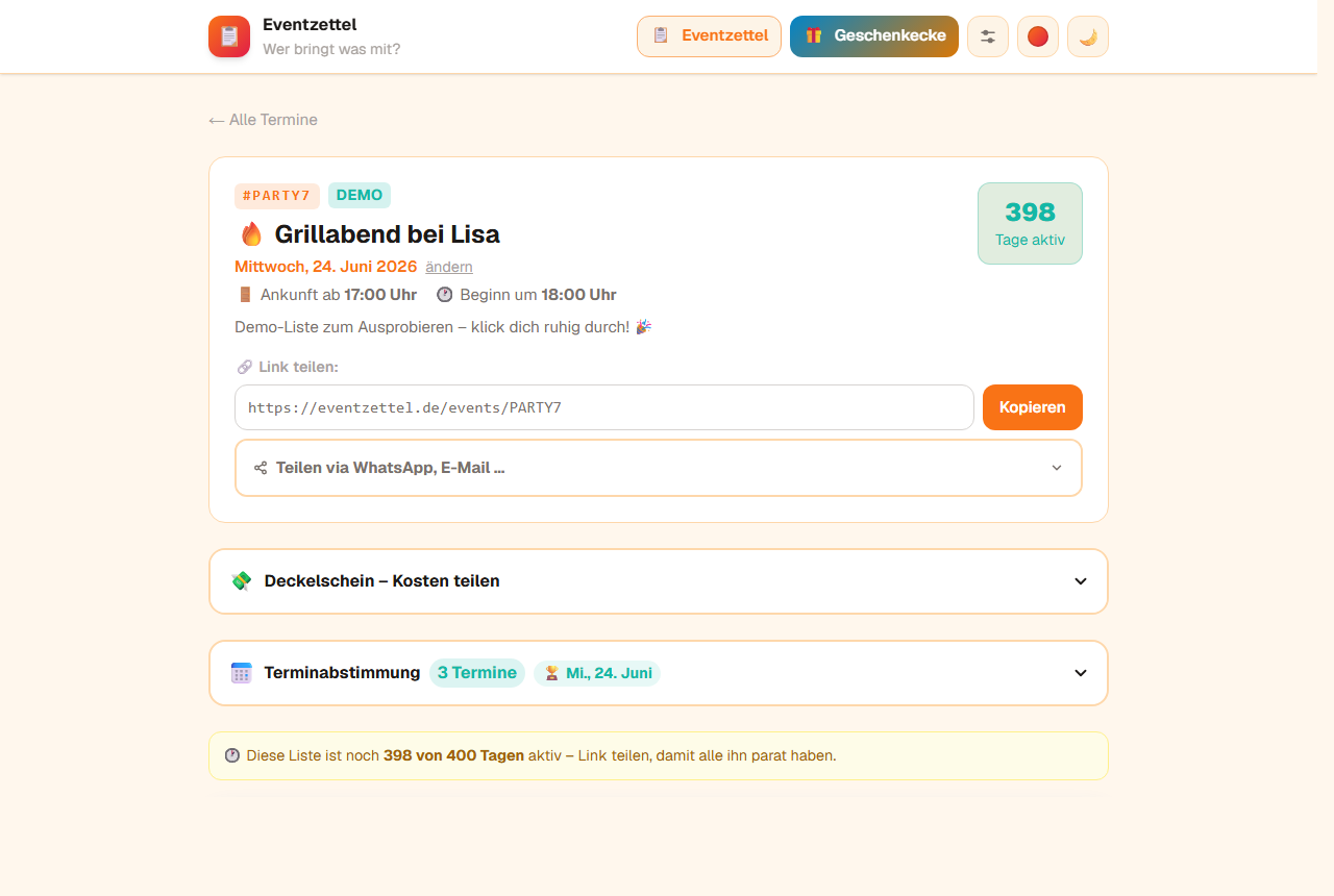 Eventzettel: Event-Organisations-App
