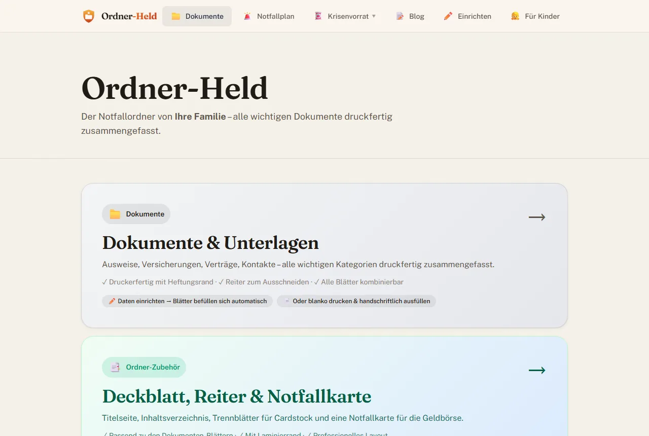 Ordner-Held: druckbarer Familien-Notfallordner